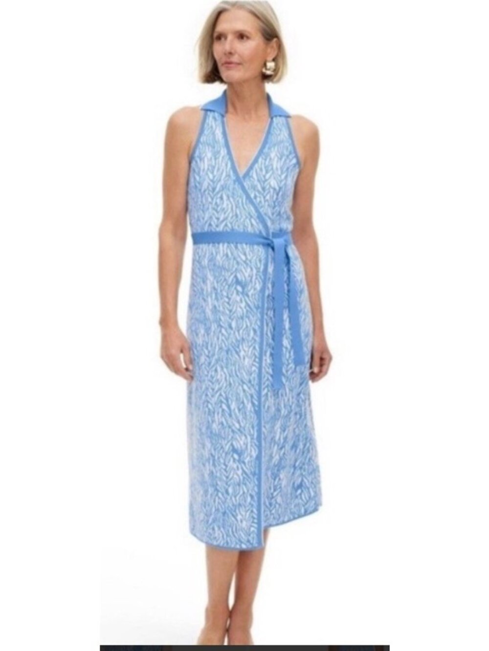 DIANE von FURSTENBERG for Target Sleeveless Blue Sweater Midi Wrap Dress Medium?